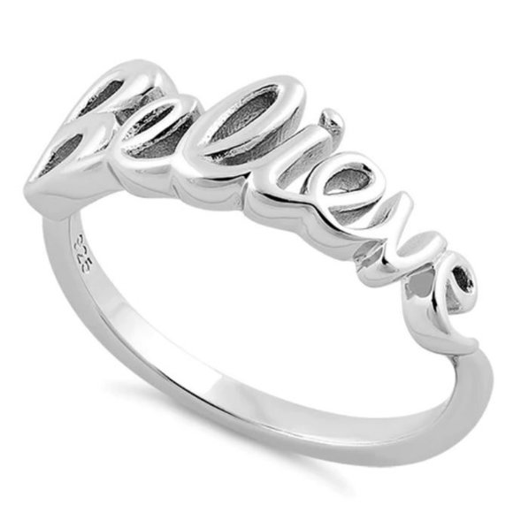 Jewelry - 925 STERLING SILVER "Believe" Script Ring Inspirational